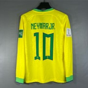 Camisetas De Futbol Selección Brasil Copa Mundial 2022 Neymar JR 10 Primera Equipación Manga Larga..